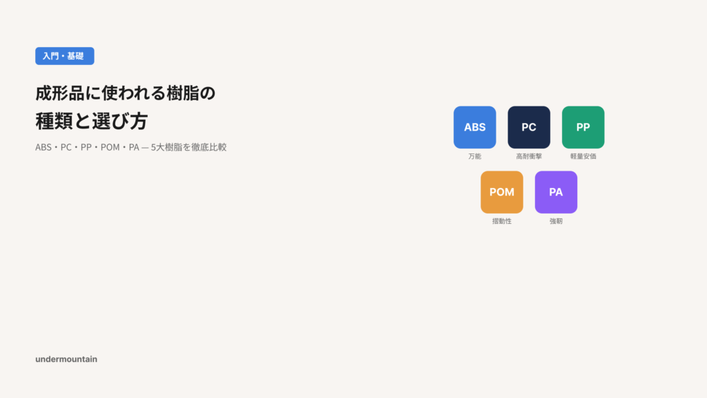 成形品に使われる樹脂の種類と選び方（ABS・PC・PPなど）